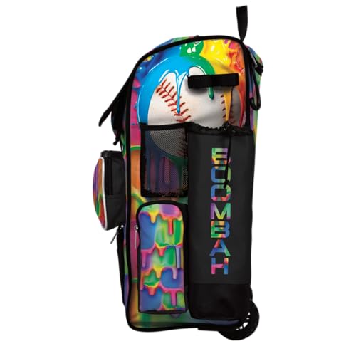 Boombah Rolling Superpack Baseball/Softball Gear Bag - Telescopic Handle - Holds 4 Bats - Wheeled Version - Baseball Slide Multi