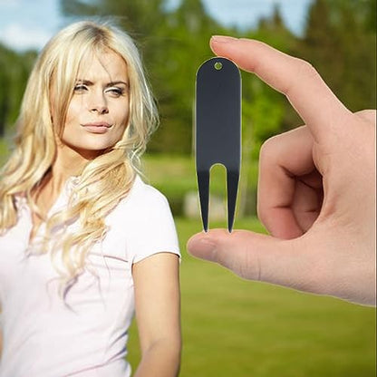 Metal Golf Divot Tools Bending Golf Divot Repair Tool Golf Ball Mark Fairway Repair Fork Golf Green Repair Tool 4 Pieces (Black)