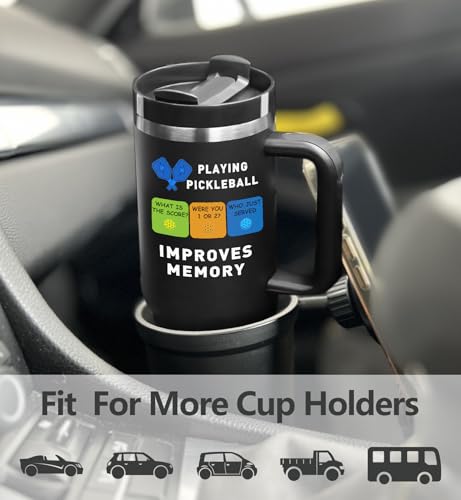 Pickleball Gifts for Pickleball Lovers, 40oz Pickleball Tumbler with Handle, Funny Christmas Gift Birthday Gifts for Pickleball Lovers, Pickleball Player, Pickleball Coach, Black