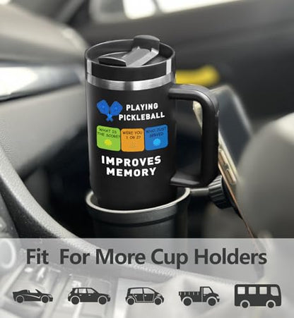 Pickleball Gifts for Pickleball Lovers, 40oz Pickleball Tumbler with Handle, Funny Christmas Gift Birthday Gifts for Pickleball Lovers, Pickleball Player, Pickleball Coach, Black