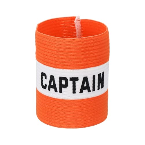 Captain Armband Soccer Captain Arm Bands Elastic Adjustable Leader Armbands Team Sport Rugby Player Band for Football - color: Orange/White, size: 4.1x3.4 Inch