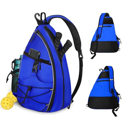 WOLT Pickleball Bag,Crossbody Sling Bags for Women Men,Pickleball Backpack with Fence Hook for Tennis, Racketball - color: Blue