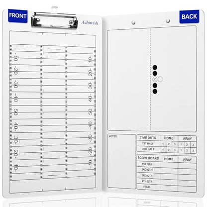 Football clipboard for Coaches, Premium Football White Board for Coaches, Waterproof Football Dry Erase Board for Coaches, Double-Sided Football clipboard with Tactics Field & Lineup Planner