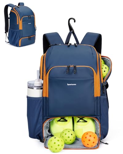 sportsnew Pickleball Bag Large Sports Pickleball Backpack with Shoe Compartment for Men Women, Patent Pending