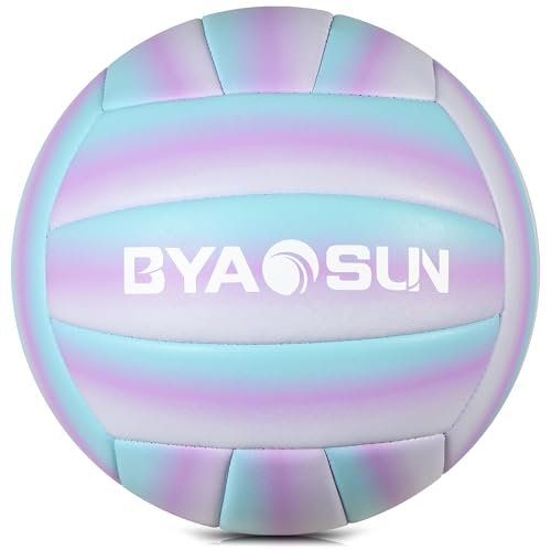 Soft Official Volleyball for Indoor Outdoor Beach, Size 5 Training Volleyball for Beginner Teenager Adult - color: Blue/Purple/White