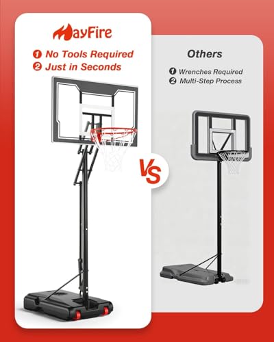 Basketball Hoop Outdoor with 33 Inch Shatterproof Backboard, Portable Basketball Goal System - style: 4.8-10FT (Gray)