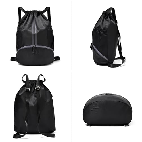 LOKAPEGY Drawstring Gym Bag for Men, Waterproof Drawstring Backpack for Women, Swim Bag with Shoes Compartment(Green) - color: Green