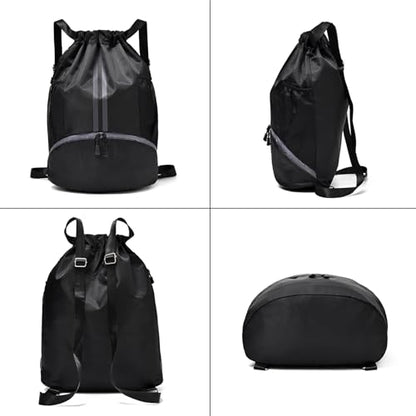LOKAPEGY Drawstring Gym Bag for Men, Waterproof Drawstring Backpack for Women, Swim Bag with Shoes Compartment(Green) - color: Green
