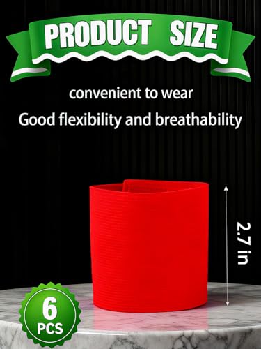Captain's Armband Soccer Football Rugby Captain Armbands for Youth and Adult,Anti-Drop Design - Pack of 6 - color: 6 Red /No C