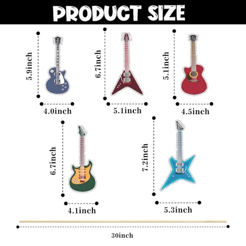 Music Rock Guitar Centerpieces Sticks,Guitar Player Table Toppers,Rock and Roll Birthday Party Decorations Music Note Star Photo Booth Props Theme Party Supplies.Sticks, Set of 15 - color: Jt