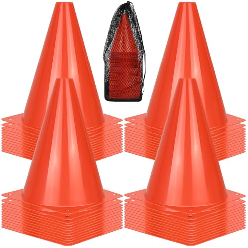 PXZBLG 12/24/50pcs Soccer Cones, 7" Soccer Cones, Plastic Traffic Cones, Training Cones for Basketball Football Skating Drills Practice - color: Red, size: 7", 50pcs