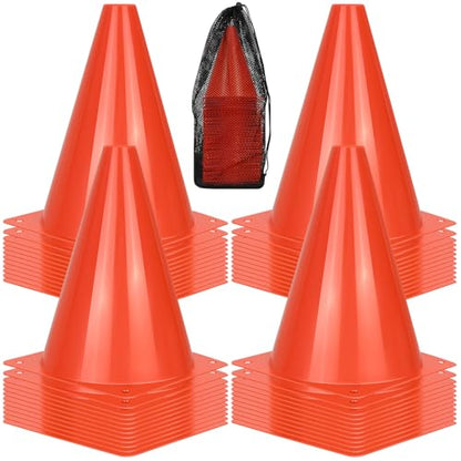 PXZBLG 12/24/50pcs Soccer Cones, 7" Soccer Cones, Plastic Traffic Cones, Training Cones for Basketball Football Skating Drills Practice - color: Red, size: 7", 50pcs
