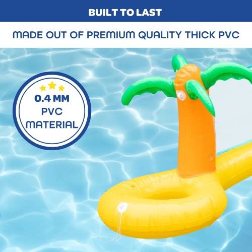 Giant Inflatable Palm Tree Volleyball Net Set w Ball- 12 ft Long Extra Large Size-Durable Thick PVC Material, Easy to Inflate- Outdoor/Backyard Summer BBQ Pool Party, Kids, Teens Water Toy Game Float