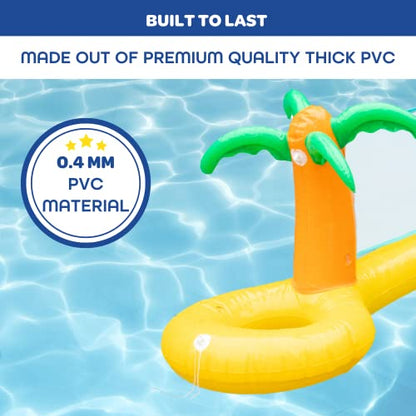 Giant Inflatable Palm Tree Volleyball Net Set w Ball- 12 ft Long Extra Large Size-Durable Thick PVC Material, Easy to Inflate- Outdoor/Backyard Summer BBQ Pool Party, Kids, Teens Water Toy Game Float
