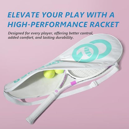Tennis Racket 27 Inch, Pre-Strung Lightweight Adult Recreational Tennis Rackets, 4 1/4 in Grip