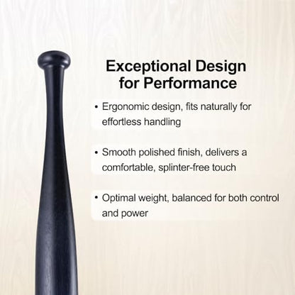Wood Baseball Training Bat - Durable and Sturdy Wooden Bat - Ideal for Softball Hitting Practise - Versatile Design Bat (28inch, Wood)