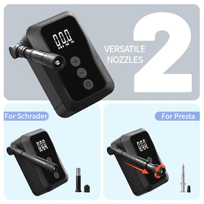 Electric Mini Bike Pump,Portable Bicycle with Digital Pressure Gauge,Smart Auto Stop,Max 150 PSI,USB-C Rechargeable, Presta & Schrader Valve for Road Bike,MTB,E-Bike,Motorcycle,Balls