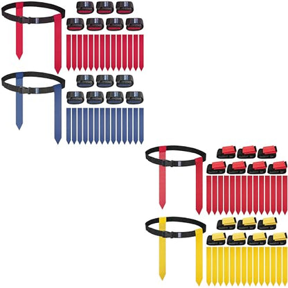 Flag Football Belts, Red and Yellow Flags and Flag Football Set Red and Blue Flags for 28 Player Bundle