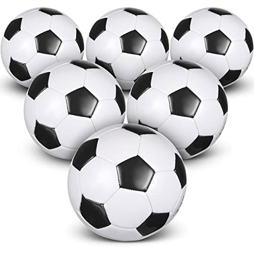 Deekin 6 Pcs Soccer Ball Bulk with Pump Teamwork Outdoor Sport Game Training Soccer Ball Bulk for School Sport Teen Adult Child - color: Black, size: Size 5
