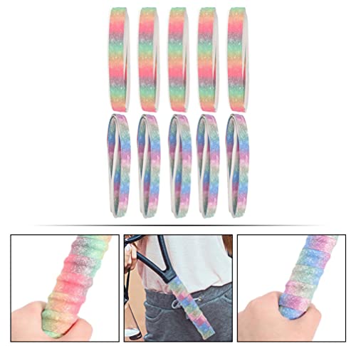 INOOMP 10pcs Tennis Racket Grip Tape Rainbow Color Badminton Grip Tape Anti Slip Absorbent Sweat Pu Racquet Handle Grip Tennis Overgrip for Rackets