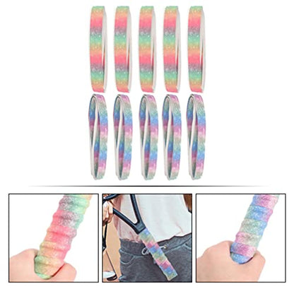 INOOMP 10pcs Tennis Racket Grip Tape Rainbow Color Badminton Grip Tape Anti Slip Absorbent Sweat Pu Racquet Handle Grip Tennis Overgrip for Rackets