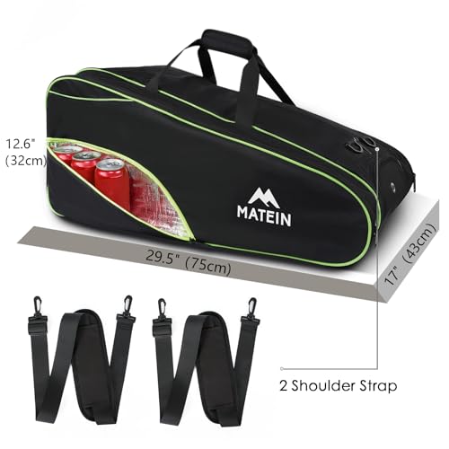 MATEIN Tennis Bag 6 Rackets, Extra Large Protective Convertible Racquet Bag with Shoes Compartment for Men Women, Racket Backpack with Cooler Pocket & Removeable Shoulder Strap for Sport Equipment