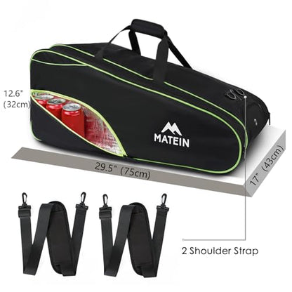 MATEIN Tennis Bag 6 Rackets, Extra Large Protective Convertible Racquet Bag with Shoes Compartment for Men Women, Racket Backpack with Cooler Pocket & Removeable Shoulder Strap for Sport Equipment