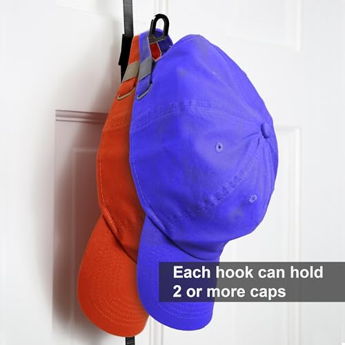 Perfect Curve CapRack | Over-The-Door Hat Organizer for Baseball Caps | 2 Straps, Holds 18-36 Adjustable Caps | Black - size: 2 Straps - up to 36 Caps