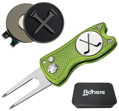Adhere Golf Ball Markers & Divot Tools Personlized Enamel Ball Markers with a Magentic hat Clip,Unique Premium Golf Accessories Gift for Golfer. - color: D-Golf Club+Green divot tools