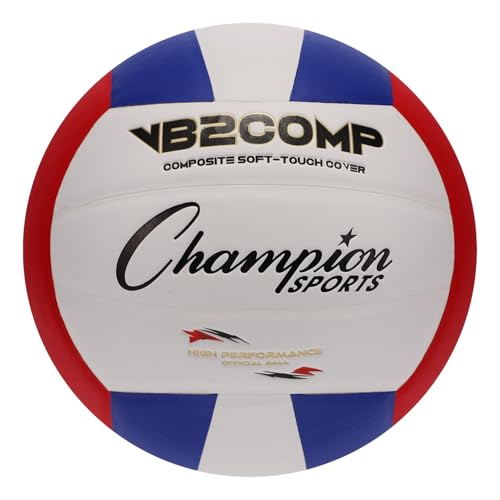 Champion Sports VB Official Composite Synthetic Leather Game Volleyball - Multiple Colors - color: Red/White/Blue