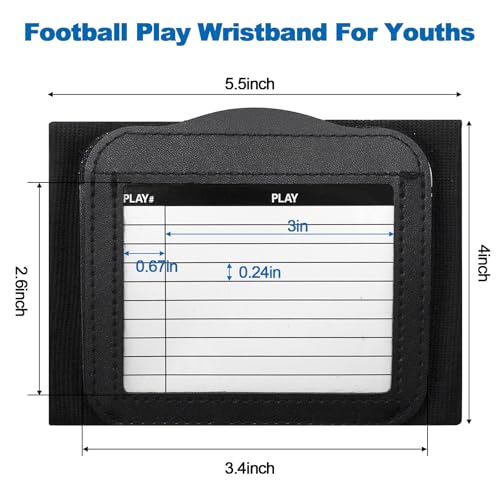 Lawei 10 Pack Youth Football Wristbands for Plays, Triple Window Playbook Wrist Coach Quarterback Armband for Flag Football, Tackle Footbalsl and Softball Signs, PVC Tactical Wristbands for Sports