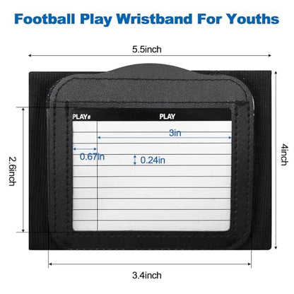Lawei 10 Pack Youth Football Wristbands for Plays, Triple Window Playbook Wrist Coach Quarterback Armband for Flag Football, Tackle Footbalsl and Softball Signs, PVC Tactical Wristbands for Sports