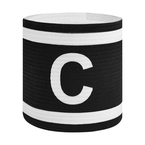 Unisex Captain Armband for Soccer Training, Adults & Youths Classic Captain ‘C' Arm Band Adjustable Elastic Captain Armbands Team Sports Accessories - color: Black