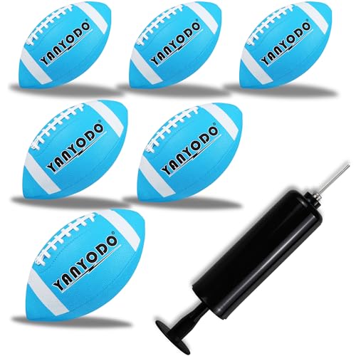 6 Pack Football Size 6/9 Official Sized Ball with Textured Grip for Youth High School&College Practice, Match and Scrimmage Play Indoors & Outdoors All Weather Use with Pump - color: Blue, size: Size 6