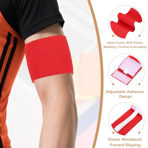 Captain Armbands, Adjustable Leader Arm Bands for Soccer Elastic Team Sport Arm Band-Fitting for Football/Volleyball/Rugby - color: Red