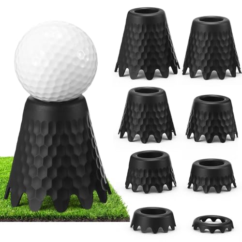 Foilswirl Golf Tees Set, 8 Pcs Plastic Golf Simulator Tees with Consistent Height 1/4” to 2” Flexible for Indoor Simulator, Practice Mat, Driving Range - color: Black