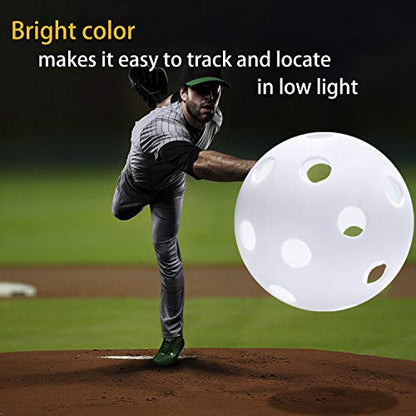Anteer 12 Pack Plastic Baseball Practice Baseballs for Hitting, Indoor Outdoor Lightweight Balls Baseball Batting Training - color: White
