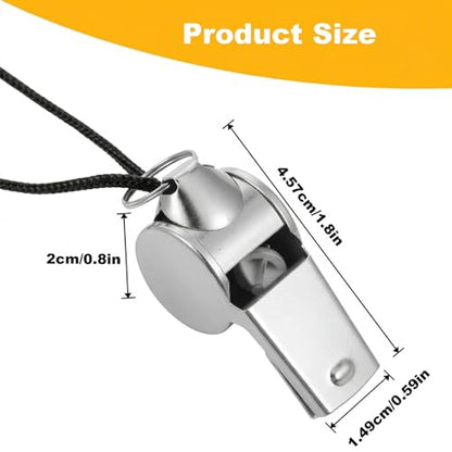 48PCS Stainless Steel Sports Whistles with Black Lanyard – Loud Crisp Sound Whistles Bulk for Coaches, Referees, Officials, and Emergency Use