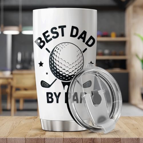 CUBICER Best Dad By Golf Design 20 Oz Tumbler Stainless Steel Gift For Loving Dads Fathers Day Birthday Outdoor Use Coffee Hot Cool Tea Bottle Iced Travel Heat Mug - color: Golf Dad C5
