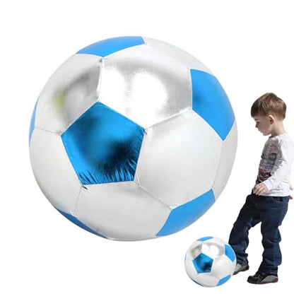 Inflatable Soft Football, Simulation Soccer Ball, 9.84 Inches Beach Toy with Leakproof, Elastic PVC Spheres, Indoor Play Toy with Bounce Design, Blow Up Football for Outdoor Use - color: Cloth Blue