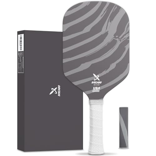 Pickleball Paddle Carbon Fiber USAPA Approved Thicker Honeycomb Core Pickle Ball Rackets Gift with Cover for Women and Men - color: Edgeless-Gray