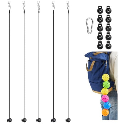 5 Pcs Ball String Holder Compatible with Pickleball Stringer Cable Chord for Storage Balls with 1 Nylon Buckle 10 Metal Buckle Portable Holder Compatible with Pickleball Accessories