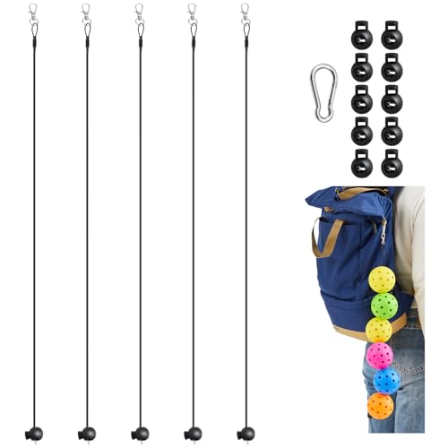 5 Pcs Ball String Holder Compatible with Pickleball Stringer Cable Chord for Storage Balls with 1 Nylon Buckle 10 Metal Buckle Portable Holder Compatible with Pickleball Accessories