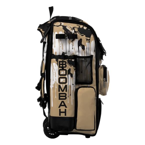 Boombah Superpack Hybrid Rolling Bat Bag - Wheeled & Backpack Version - Graffiti Drip - Multiple Color Options - color: Black/Vegas Gold/White