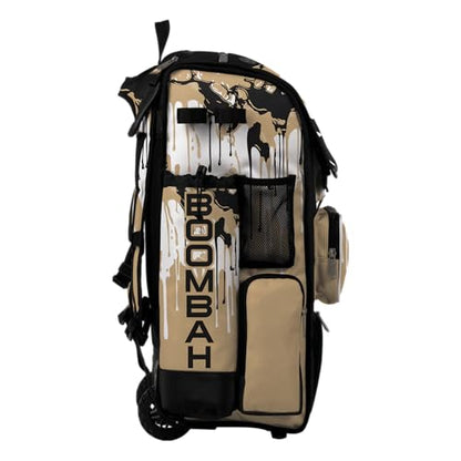 Boombah Superpack Hybrid Rolling Bat Bag - Wheeled & Backpack Version - Graffiti Drip - Multiple Color Options - color: Black/Vegas Gold/White