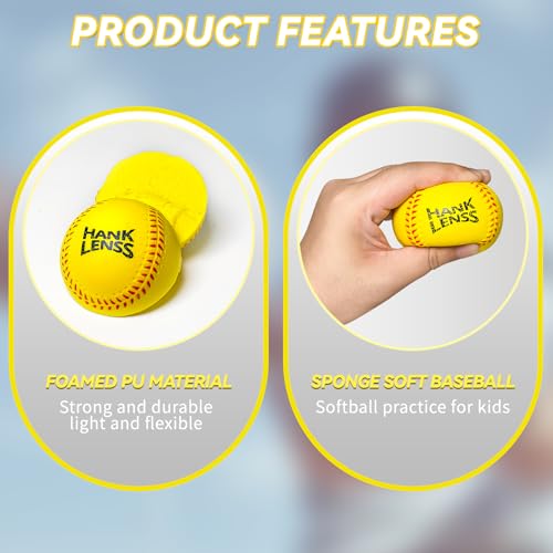 Soft Foam Baseballs for Kids - 12 Pack Practice Balls for Beginners - color: yellow