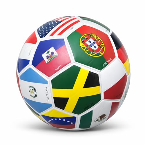 Elite Edition Soccer Ball - Training Soccer Ball – Durable TPU Outdoor Ball – Country Design (USA, Argentina, Brasil, Mexico, Portugal & More) - size: 2, style: COUNTRY FLAG BALL