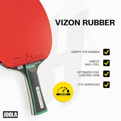 JOOLA Duo Pro Ping Pong Paddles Set of 2 - Professional Table Tennis Paddles, Three Advanced 3 Star Tournament Ping Pong Balls and Carrying Case - Advanced Table Tennis Rackets - color: Hugo Calderano Exclusive