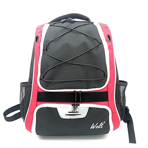 WOLT Youth Baseball Bag - Bat Backpack for Baseball, T-Ball & Softball Equipment & Gear, Bat & Glove Holder, Large Main Compartment for Helmet & accessories, Separate Shoes Compartment, Fence Hook - color: Red