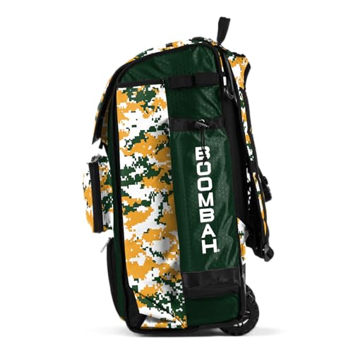 Boombah Catchers Superpack Hybrid Rolling Digital Camo Bat Bag - Multiple Colors - Wheeled & Backpack Version - color: Dark Green/Gold